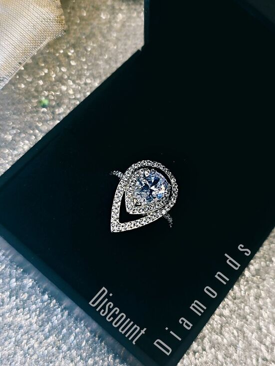 Huitan Jewelry - Clear White Diamond & White Baguette Diamond Rodium Coated Cocktail Ring on 925